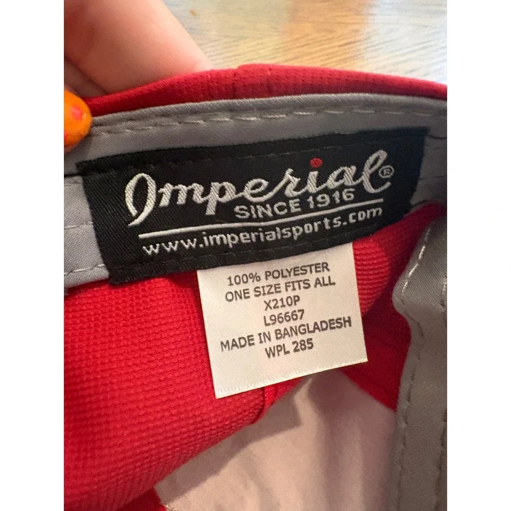 Imperial True Fit Red Performance Hat BF Flag Logo UPF 50+ Adjustable Cap X210P